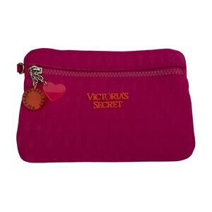 Victoria’s Secret Rare Dark Pink Neoprene Spellout Cosmetic Bag‎